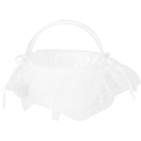 Weißer Spitzen-Hochzeitskorb – Romantische Zeremoniedekoration mit Süßigkeiten und Blumenkorb