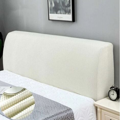 CSPARKV Weißer Stretch-Kopfteilbezug, Kopfteilbezug, elastischer Schutz, All-Inclusive-Design für Schlafzimmerdekoration, Weiß, 150 cm (59"-67" Kopfteil)
