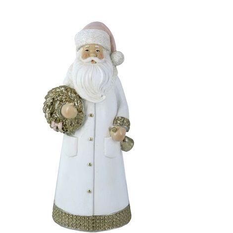 Weißer Weihnachtsmann aus Harz 11x8,5x25cm