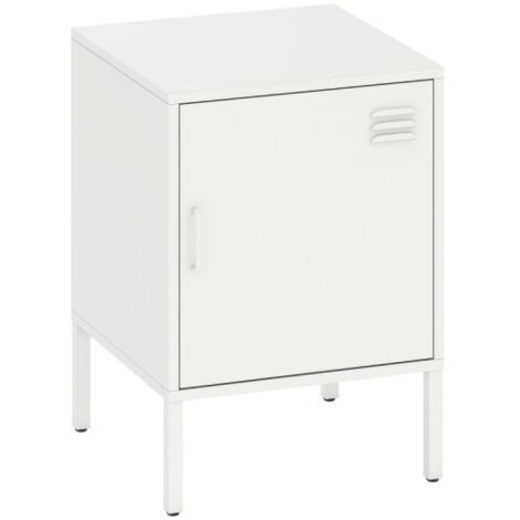 WeißerStahlNachttischVerstellbaresRegalVielseitigFürSchlafzimmerWohnzimmer