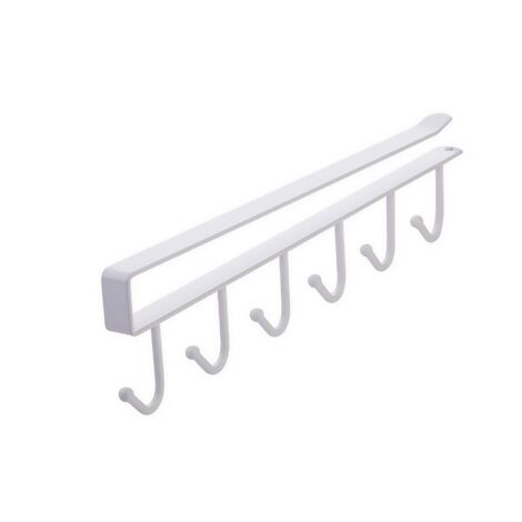 Weißes Aufbewahrungsregal für Kleiderschrank, 27 cm lang, 1 Hakenreihe, Kleiderschrank-Organizer, Küchenhaken ohne Nägel oder Gebrauchsspuren