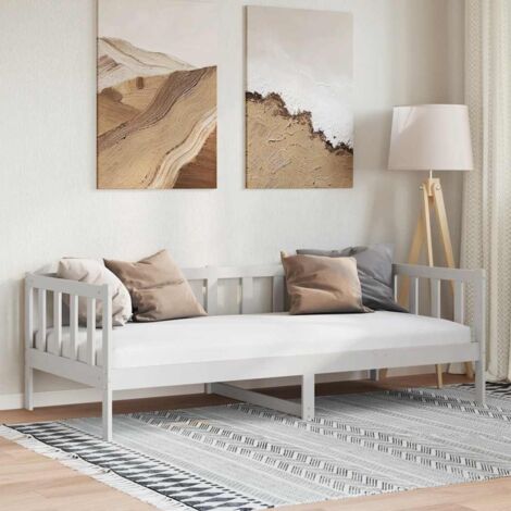 Weißes Bett aus massivem Kiefernholz 90x200 cm