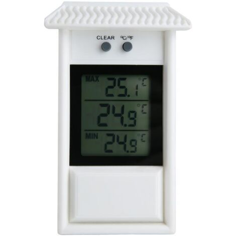 Weißes digitales Gewächshaus-Thermometer, wasserdicht, Mindestmaße