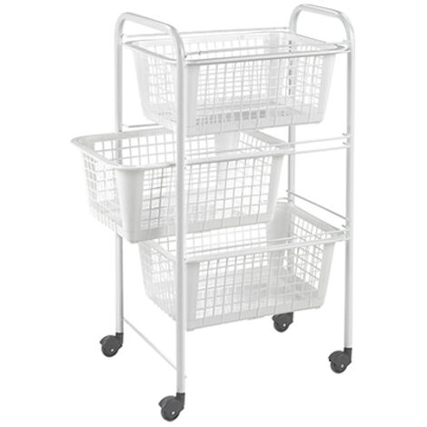 Weißes Gemüseregal mit 3 Schubladen und Rädern 341803008 Metaltex