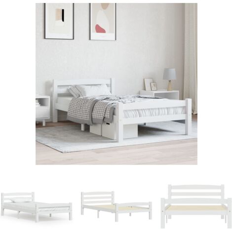 Weißes Holzbett - vidaXL Massivholzbett Weiß Kiefer 100x200 cm - Holzschlafzimmer