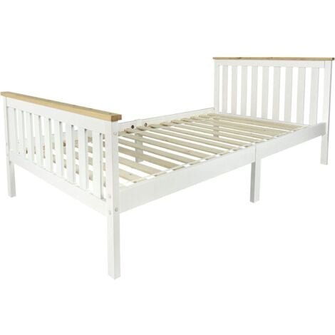 Weißes Massivholzbett mit Lattenrost - Milano Pinie - Holzbett für Kinder (200/90 cm)