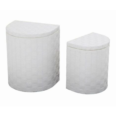 Weißes Papierkorb mit 1-2 Fächern, 45x35h54 Halbmondform