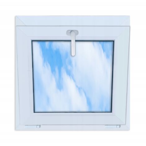 Weißes PVC-Fenster STANDARD, kippbar, 65x65 mm, 650x650 mm, 2-fach kippbar