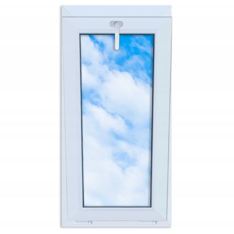 Weißes PVC-Kippfenster 565x1135, doppelt verglast, oben angeschlagen, doppelt verglast