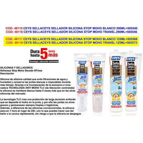 Weißes Schimmelstopp-Silikondichtmittel 125 ml CEYS Sellaceys