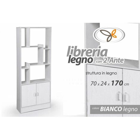 Weißes Schlafzimmer-Bürobücherregal mit Fach 70x 24 x 170 h