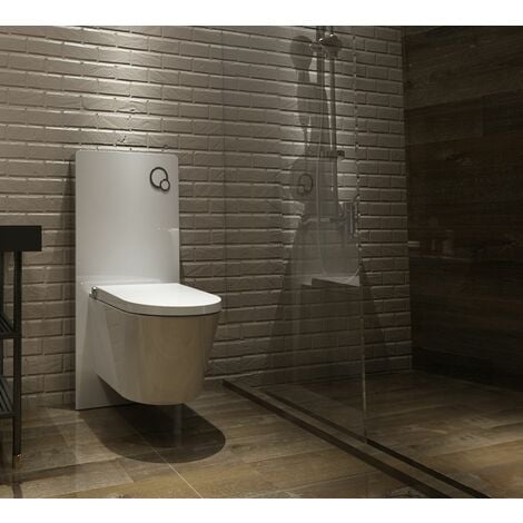 Weißglas Sanitärmodul für Wand-WC inkl. Betätigungsplatte