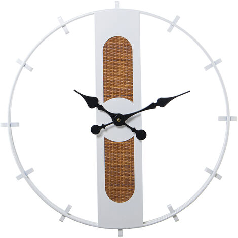 Weißmetallwanduhr mit Korb-/Holzbasis  ° 64x4,5 cm, Batterie: 1xaa nicht alle Stile enthalten, um dem Haus eine Note zu verleihen