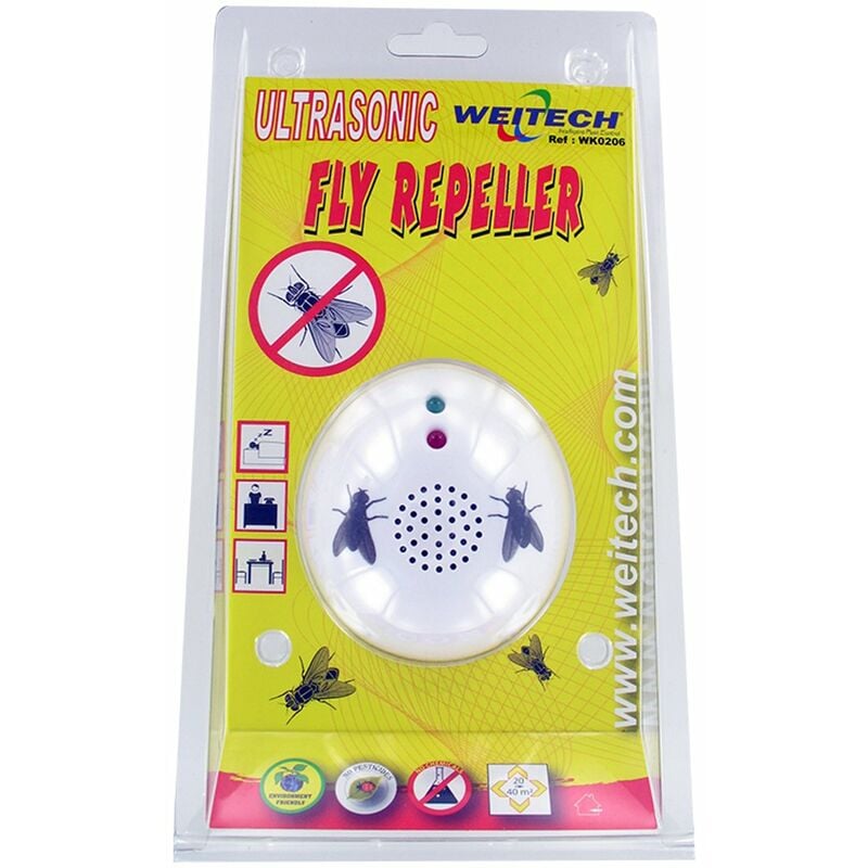 Ultrasonic Fly Repeller - Répulsif à ultrasons, éloigne les mouches et moucherons - Weitech