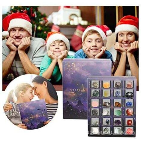 Weitere Weihnachtsdekorationen, Adventskalender 2023 und Mineralien-Adventskalenderstein, 24 Tage Weihnachtskalender mit Countdown voller Überraschungen, für Jungen, Mädchen und Erwachsene
