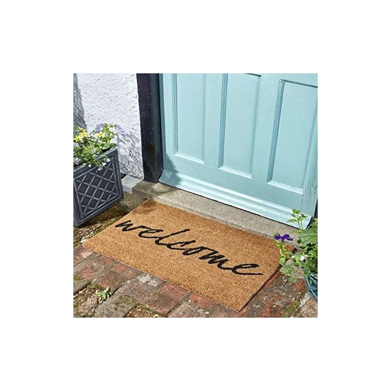 Welcome Mat Decoir Doormat Door Mat Natural Look Mat Slip Resistant pvc Backing Safe Anti-Slip Indoor Outdoor Use (Welcome)