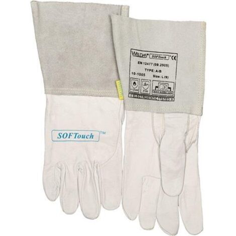 Weldas Schweißerhandschuhe Gr.XL (9,5) natur Leder/Softouch EN388,EN12477,EN1149-2 10PA