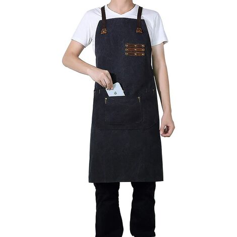 main image of "Welding Apron, Canvas Water Resistant Tools Aprons with United Pockets Fit Kitchen Chefs BBQ Men and Women"