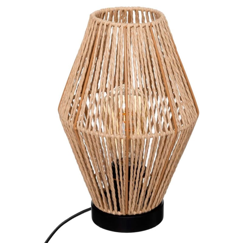Wellhome - welhome - Lampe de table 'Aissa Nature' structure métal H.32