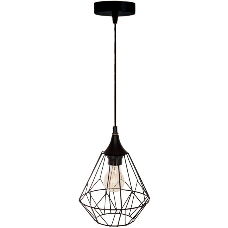 Wellhome - welhome - Plafonnier suspension en métal noir D.19 H.27cm