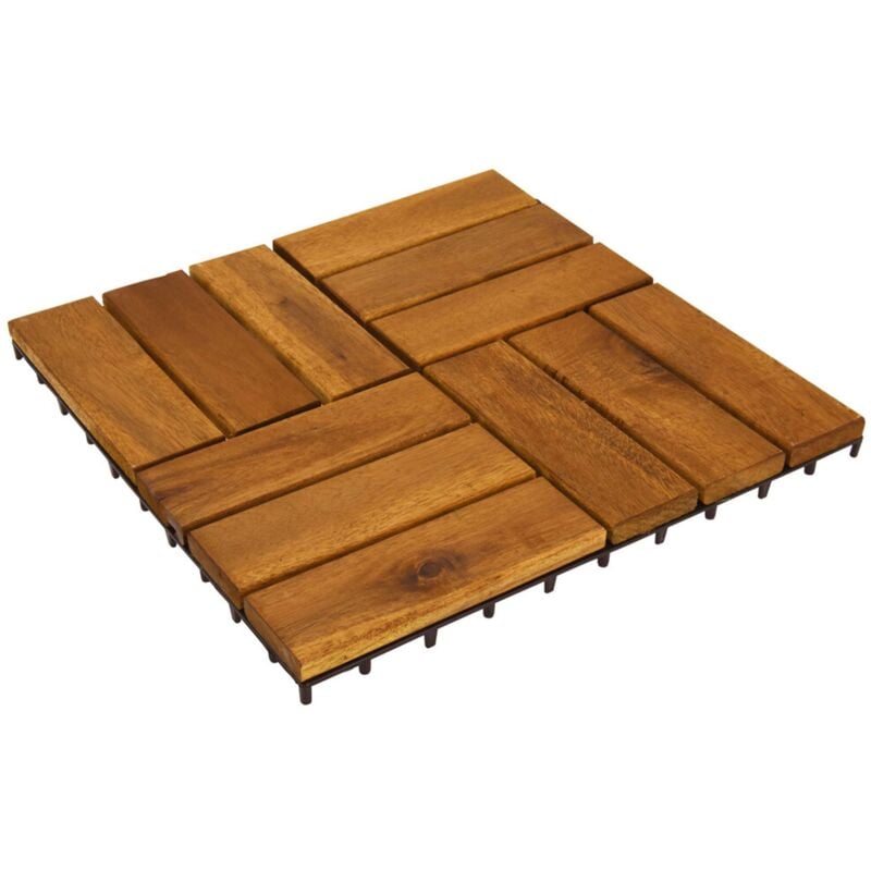 Well Home 9 Carrelage de 30x30x0,1cm en bois d'acacia aspect teck
