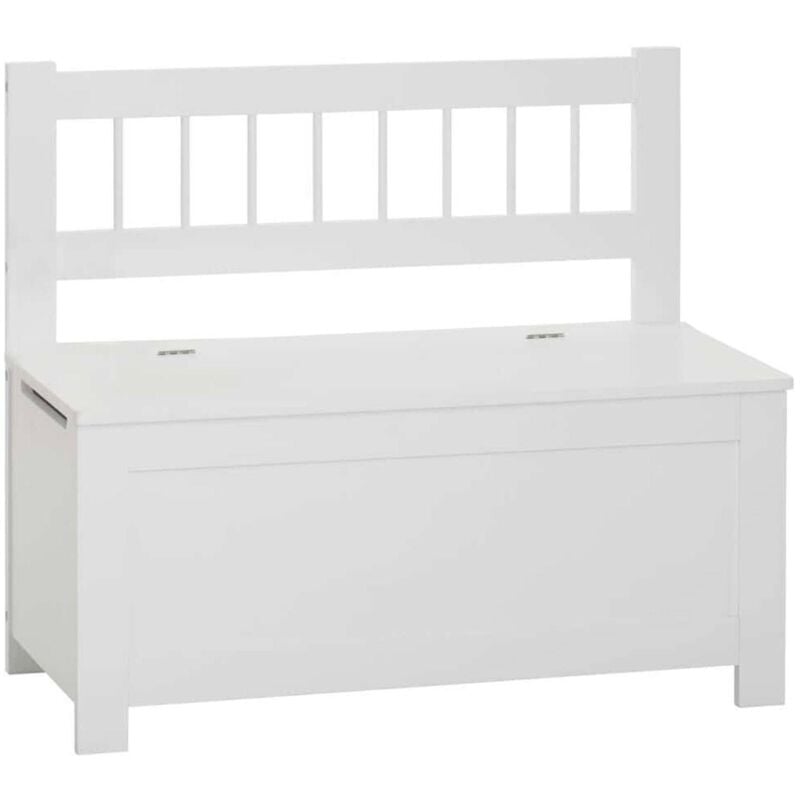 Well Home Banc de rangement coffre enfant en bois blanc - 74,5x34x64cm