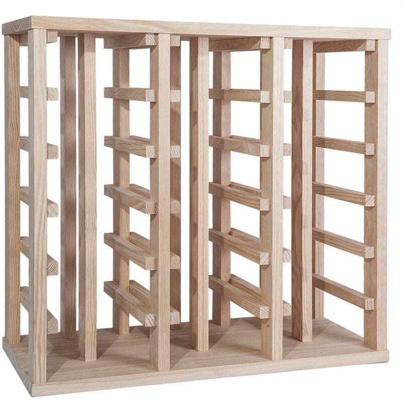 Wellhome - well home - Casier à bouteilles en bois de pin 36 étagères non verni