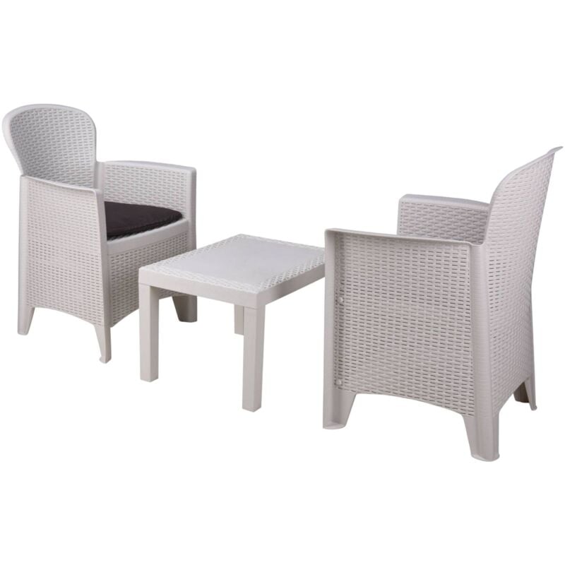 Well home - Ensemble de jardin table + 2 chaises 'Akita' blanc idéal pour les terrasses