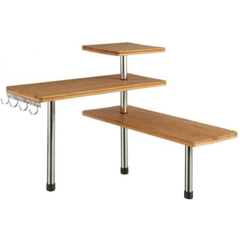 Well home - Etagère d'angle en bambou pour la cuisine, compacte et élégante 45x43x38,5cm