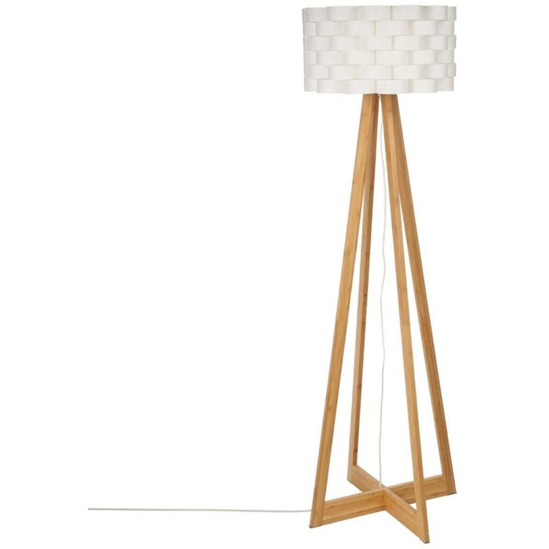 Well home - Lampadaire en bambou blanc Ø50x150