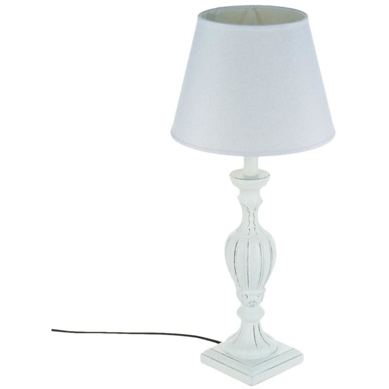 Lampe droit mdf en lin renzo blanc - Wellhome