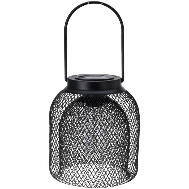 Well home - Lanterne solaire en maille métallique avec poignée noire, Ø15,5x21cm