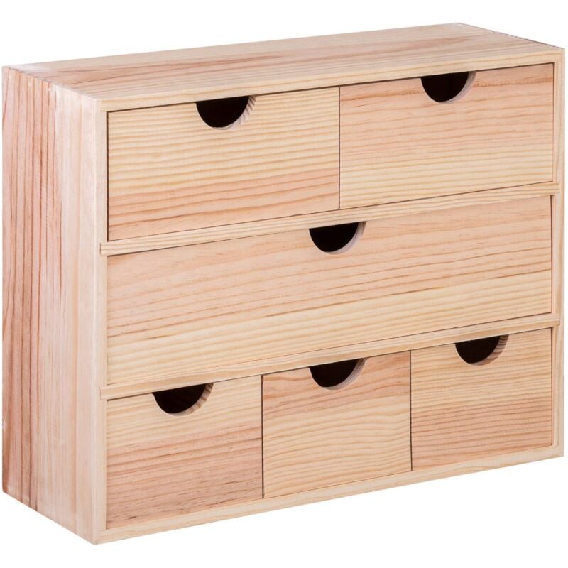 Well home - Minibloc 6 multi tiroirs en bois de pin