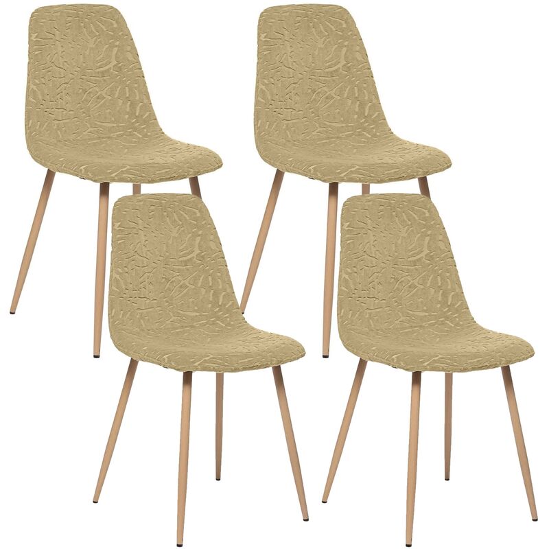 wellhome - lot de 4 chaises rembourrées couleur moutarde - 45 x 53 x 85 cm - 0