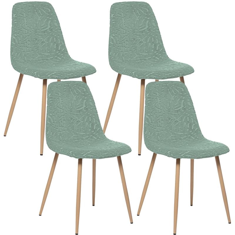 wellhome - lot de 4 chaises tapissées vert aqua - 46 x 53 x 85 cm - 0