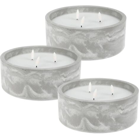 WELL HOME - Pack 3 Velas LED redondada gris marmolado
