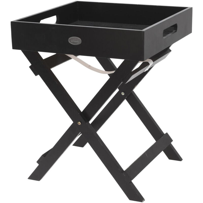 Well Home Plateau de service en bois avec pieds pliants noir 30x30x36cm
