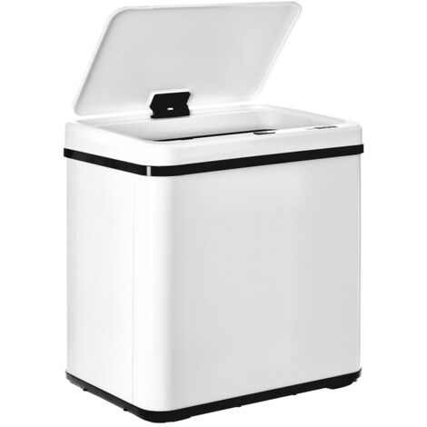 WELL HOME - Poubelle intelligente SANS pieds avec ouverture automatique et contact manuel 30L, 35,5x26x60cm Blanc