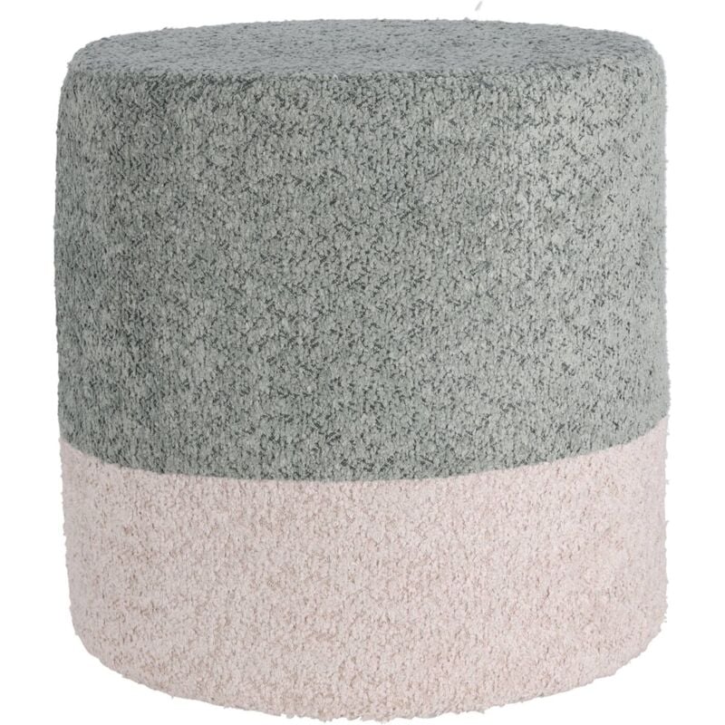 Tabouret boucle Ø35 cm en beige et bleu - Wellhome