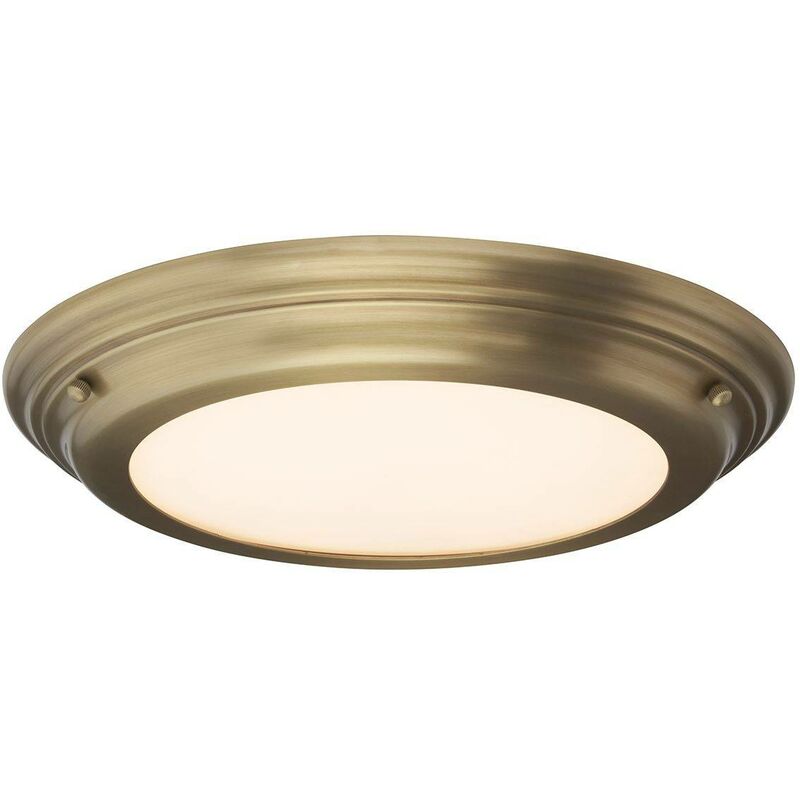 Elstead Lighting - Elstead Welland - LED 1 Light Flush Light - Aged Brass