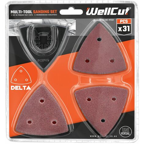 Wellcut 31 Piece Oscillating Multi-Tool Delta Pad With Sanding Sheet Set