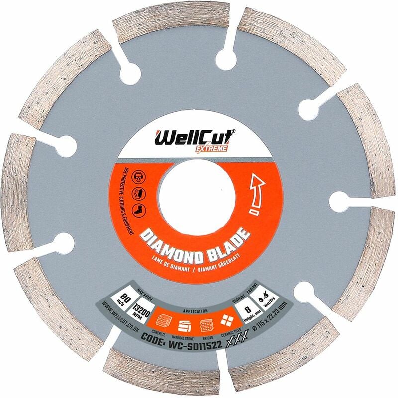 Diamond Blade Extreme 115mm x 22.23mm Bore - Wellcut