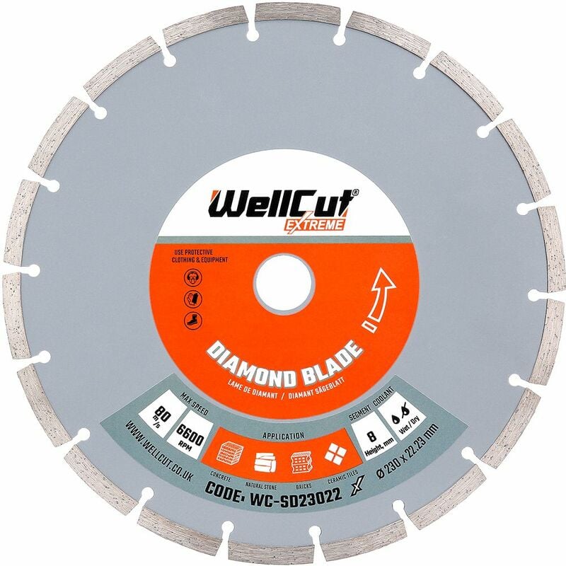 Wellcut - WC-SD23022 Diamond Blade Extreme 230mm x 22.23mm Bore