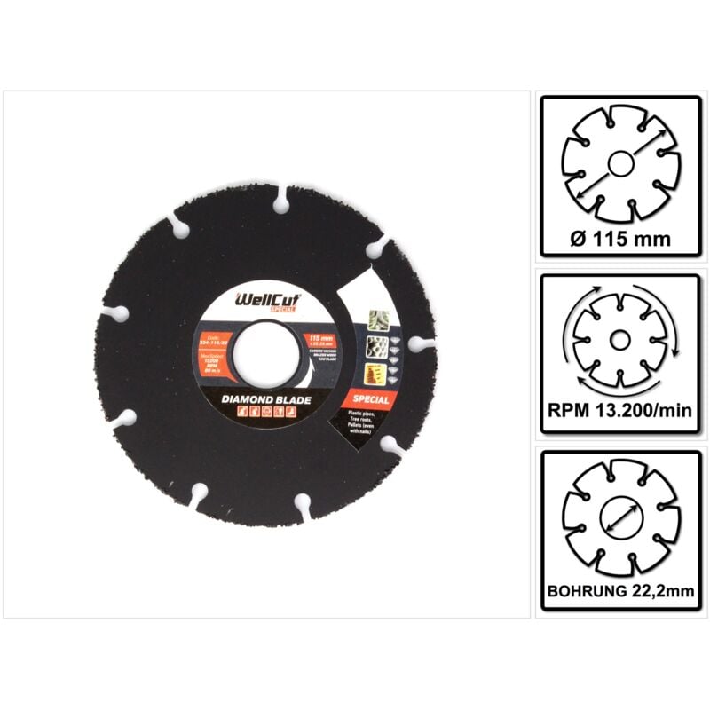 Disque à tronçonner diamanté - 115 x 22,2 mm (334 - 115 / 22) - Wellcut