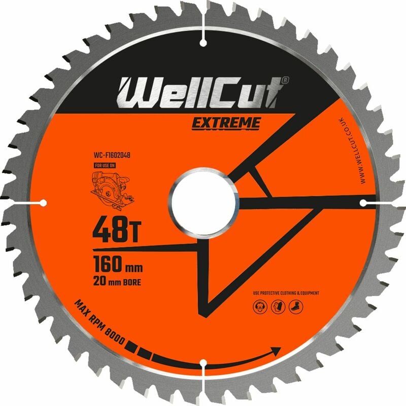 Extreme tct Saw Blade 160mm x 48T x 20mm Bore Suitable For Festool - TS55 - Wellcut