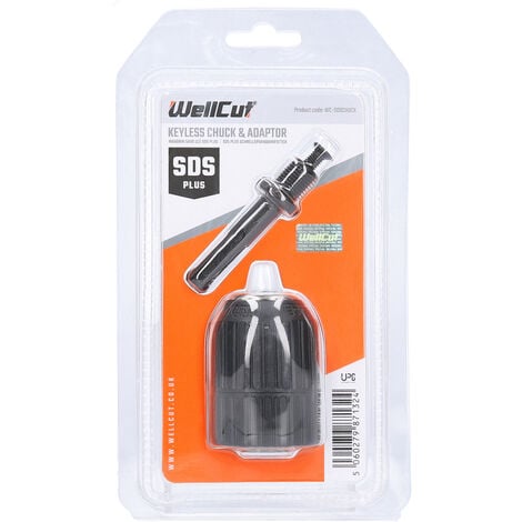 WellCut Keyless, Quick Change Drill Chuck Adapter with SDS Shank - 2-13 mm