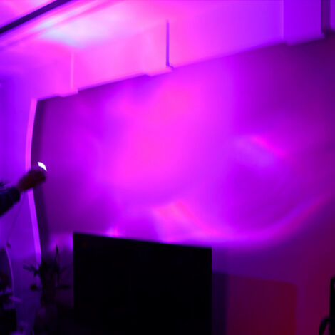 Welleneffekt-Lampe, dynamische LED-Lichtprojektion für Wände und Decken, USB-betrieben, 16 Farben, dimmbar, Heimdekoration
