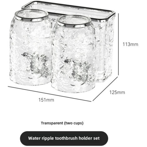 Wellenförmiges Zahnbürstenhalter-Set fürs Badezimmer, Wandmontiertes Zahnbürstenregal, Organizer für Zahnbürstenbecher und Mundspülbecher, Advanced Sense