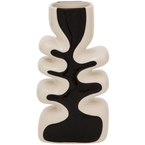 Wellenvase Twis Keramik schwarz & weiß H28cm - Atmosphera créateur d'intérieur