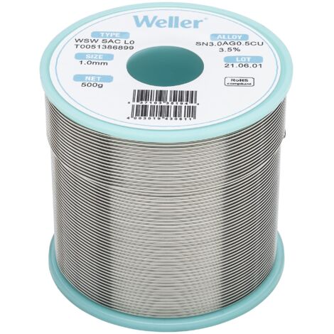 Weller Bobina Stagno senza piombo WSW SAC L0 Sn3,0Ag0,5Cu 500 g 1 mm T0051386899